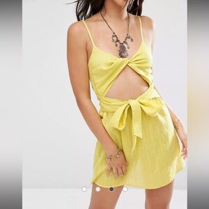 ASOS Twist Front Tie Front Beach Dress (Beat Green) (Size Small)